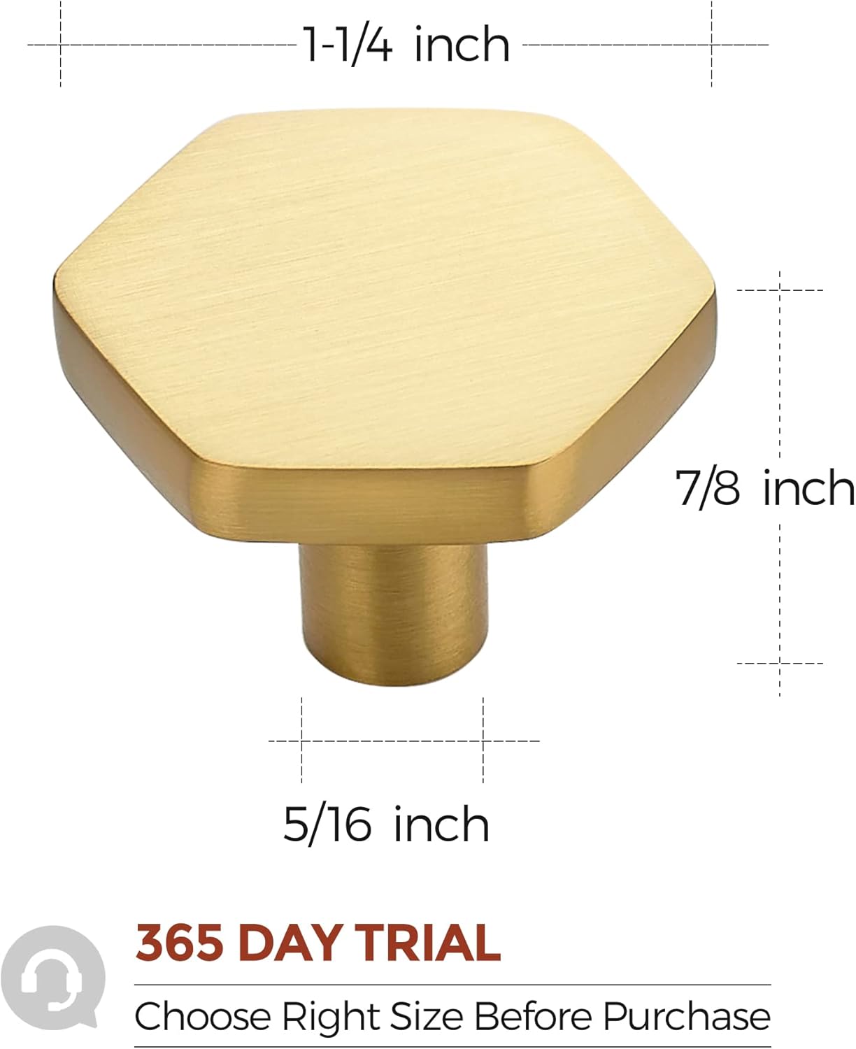 Home Expert Gold Cabinet Knobs 20 Pack Solid Kitchen Cabinet Knobs Hexagon 1.1'' Brushed Gold Knobs for Kitchen Cabinets and Drawers Dresser Knobs