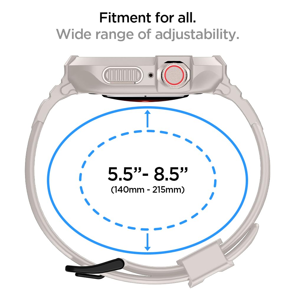 Spigen Funda y Correa Rugged Armor Pro de TPU Compatible con Apple Watch Series 9 8 7 45mm y Series SE2 6 5 SE 4 44mm