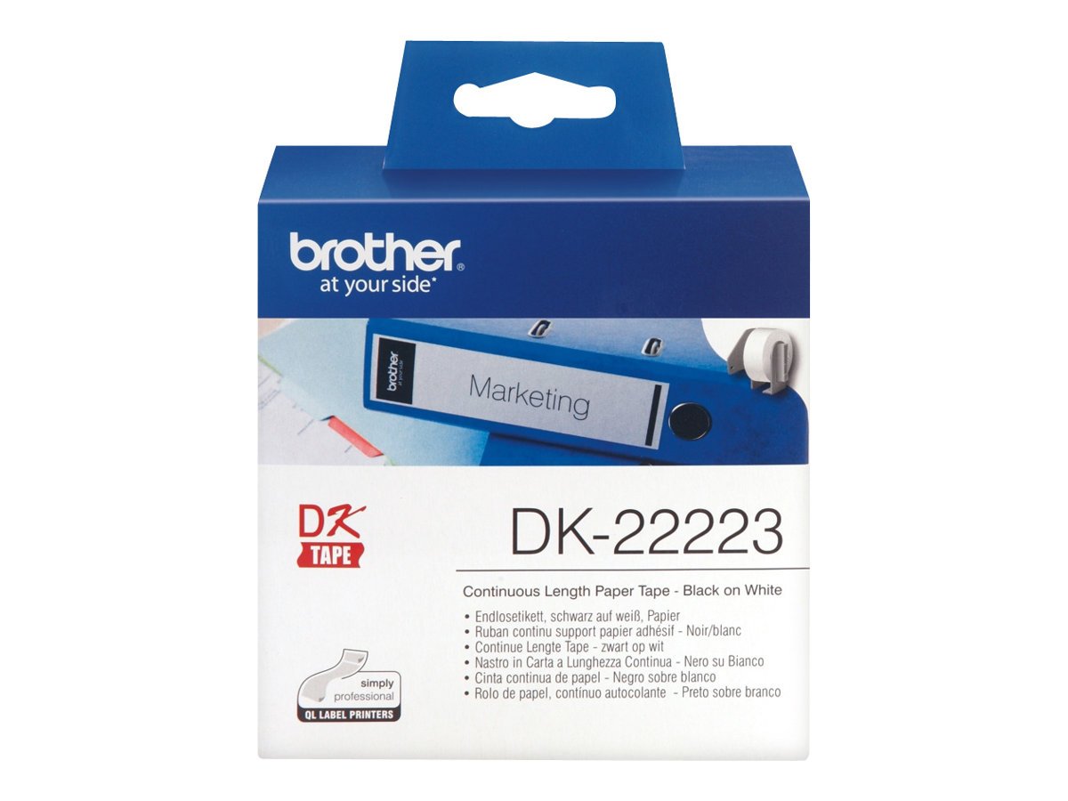 DK-22223 Label Roll, Continuous Length Paper, Black on White, Single Label Roll, 50mm (W) x 30.48M (L), Brother Genuine Supplies