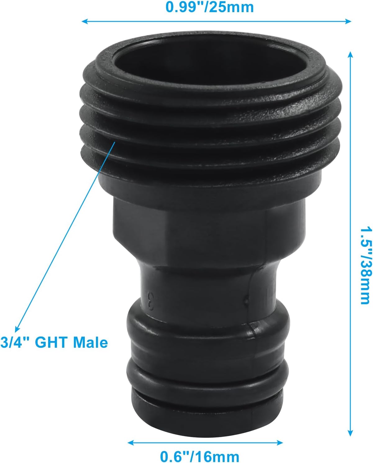 12 Pack Black Plastic Garden Hose Quick Connect Fittings - 3/4-Inch Male Adapter, Perfect for Watering Systems, Sprinklers and Drip Irrigation image 3