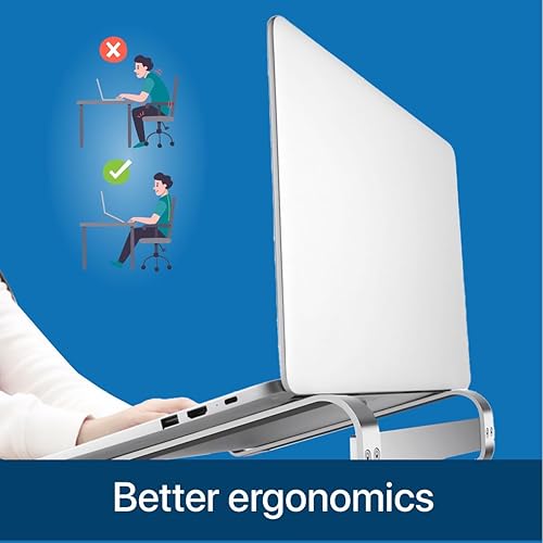 Miniatura 6 de MMOBIEL Soporte para laptop - Elevador de 10 a 18 pulgadas - Soporte ventilado universal - Soporte para laptop para escritorio compatible con