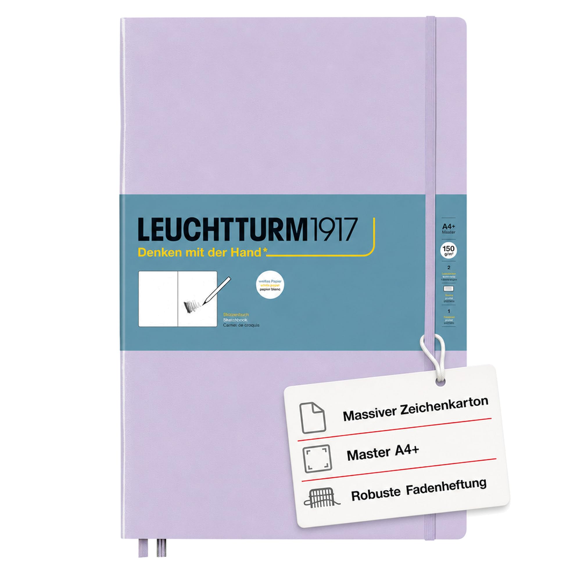 Leuchtturm1917 Fliederfarben 370347 Sketchbook Master (A4+), Hardcover, 112 Pages (150 G/Sqm), Plain, Lilac