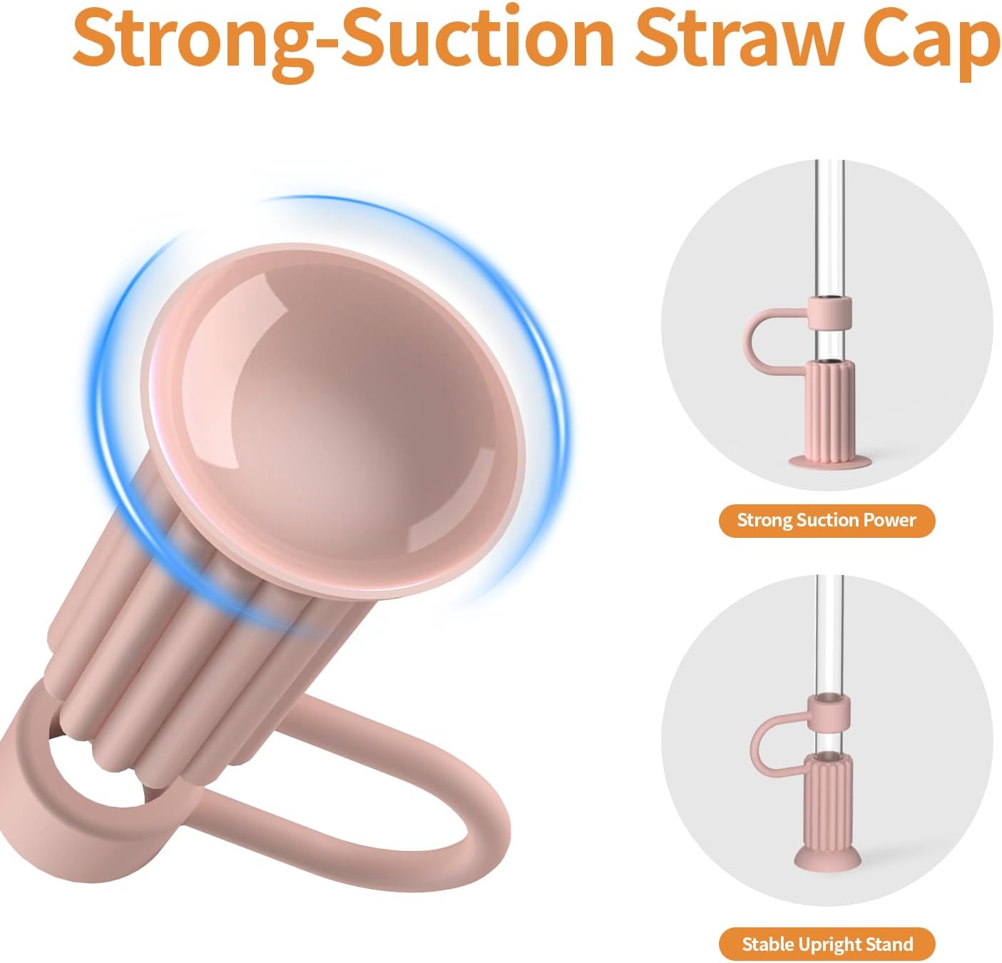 6Pcs Silicone Straw Covers Cap, 0.39in/10mm Suction Cup Straw Toppers Compatible with Stanley Cup 40 30 oz Tumbler with Handle, Dust-Proof and Reusable, Pink - Image 4