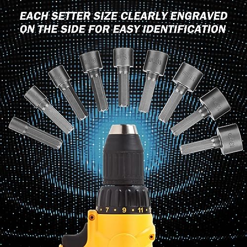 Image of AASONS 9pcs Nut Driver Drill Bit Set Socket Bit Chuck Adapter 1 /4 inch Hex Shank 5-13mm Metric Socket Strong Sleeve Wrench Screw Power Drill Adapter Tool for Screws Hooks Bolt Heads