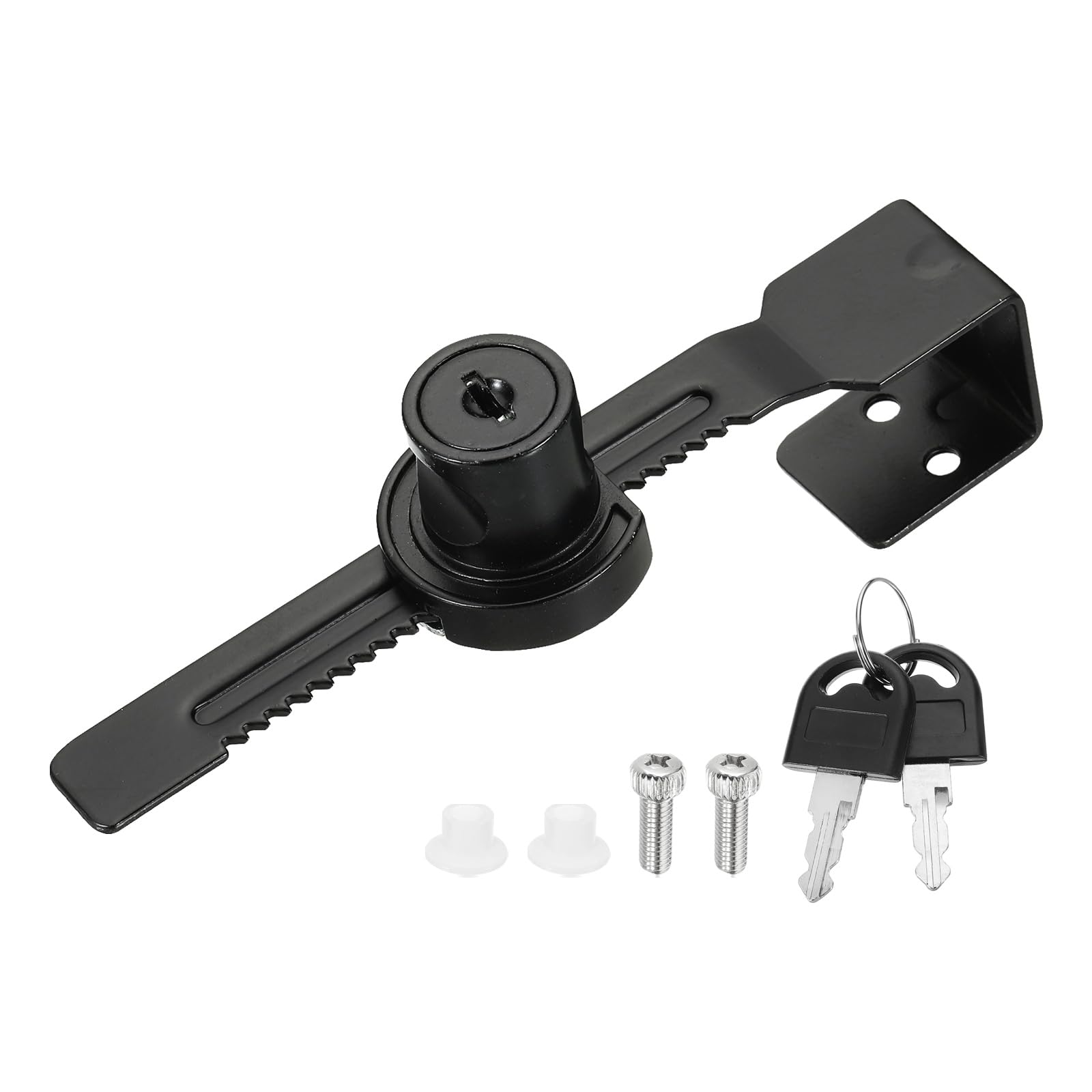 DEFANEX 1" Sliding Glass Door Ratchet Lock, Keyed Alike Secure Showcase Display Case Lock - No Drill, for 10-20mm/ 0.39-0.79 inch Cabinet Stores Glass Door, Black