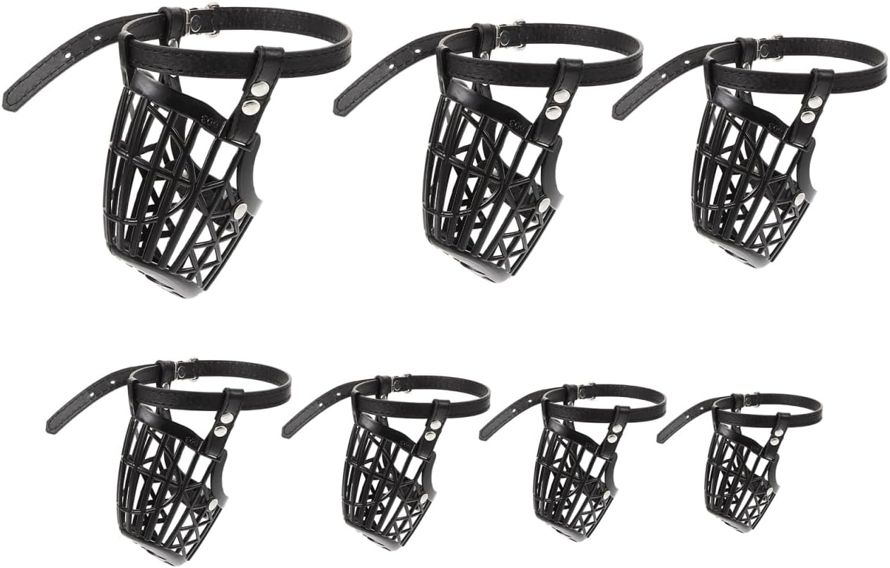TEHAUX Basket Dog Muzzle with Adjustable Pu Strap Breathable Anti-Bite Mouth Cover for Small Medium Large Dogs Comfortable Safety Mask to Prevent Barking Chewing