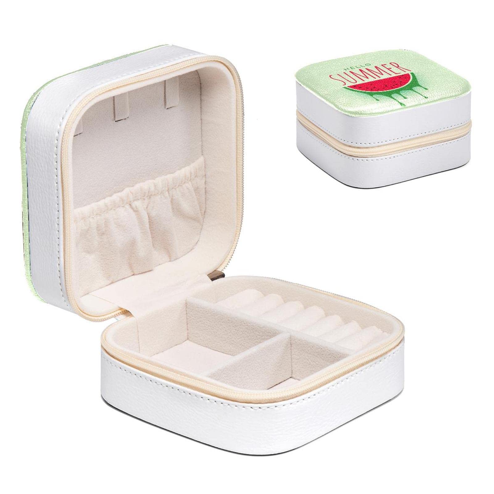 Boîte à bijoux pour femme et fille motif melon d'eau compacte pour bague collier