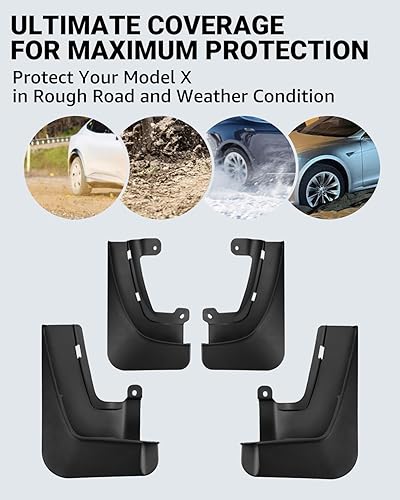 Miniatura 4 de BASENOR Protectores de barro a cuadros Tesla modelo XModel X 2024 2023 2022, protectores contra salpicaduras, no requiere perforación, protectores