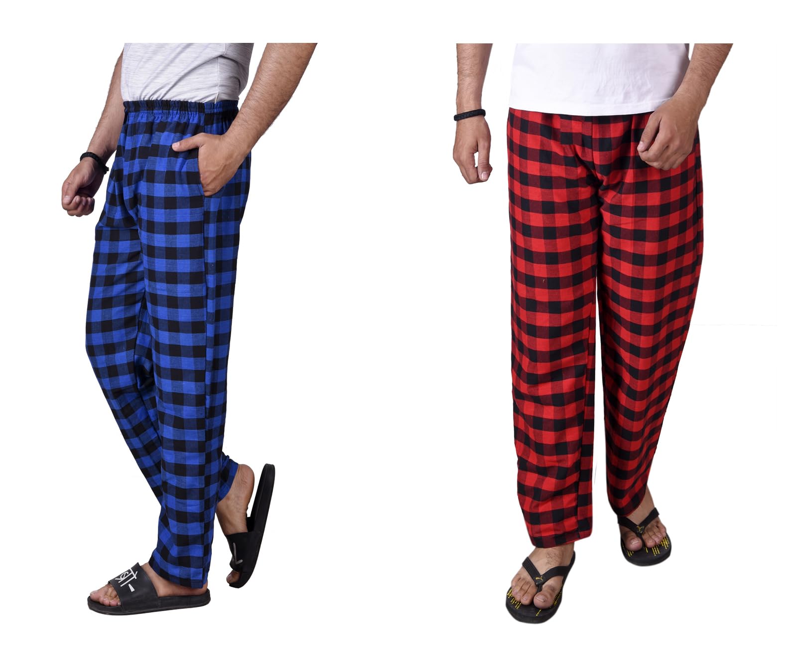 letz dezine Comfortable and Stylish Cotton Check Pyjama for Men - Stay Cozy All Day Night! Pack of 2, (Free Size, Multicolor LDS11449)-picture-36