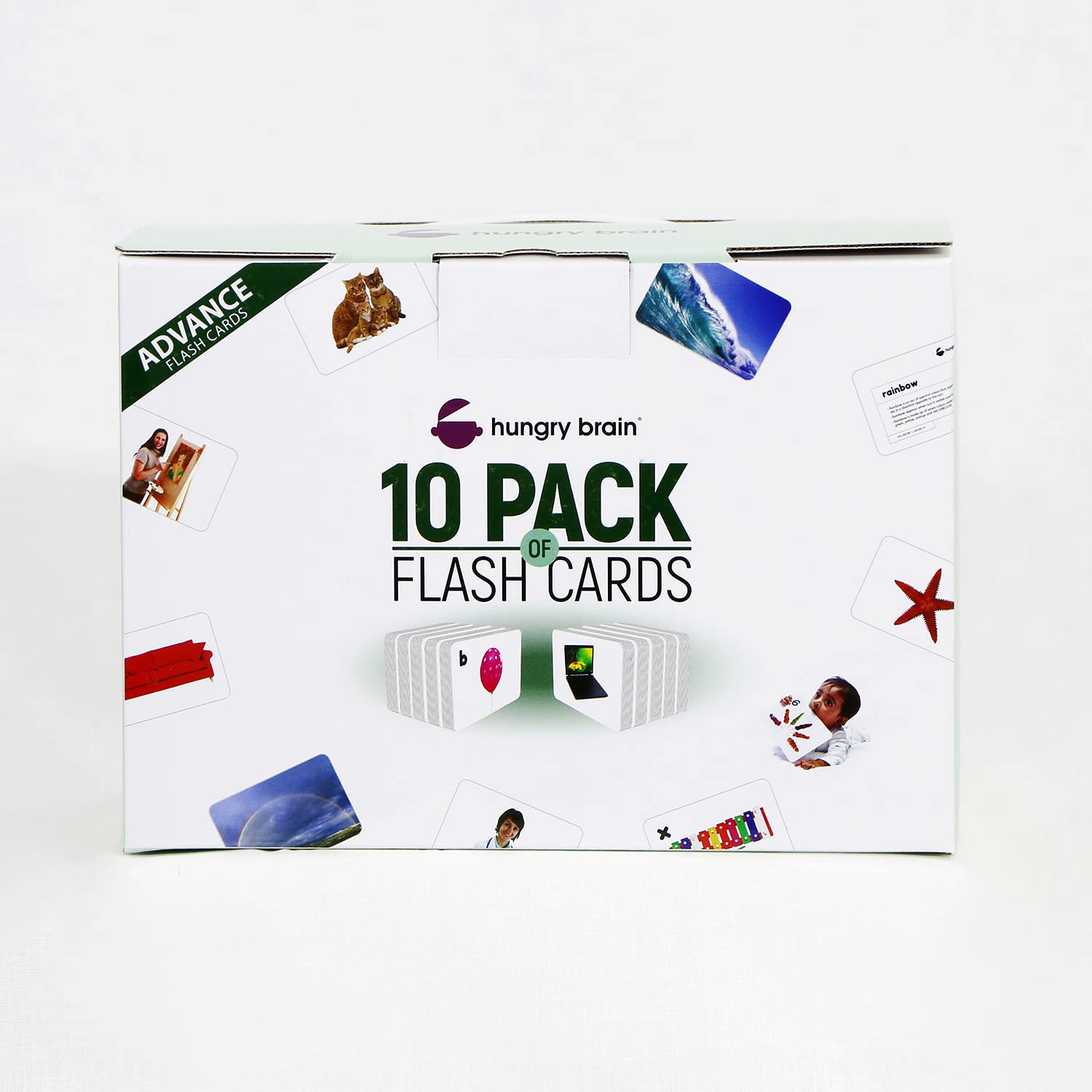 hungry brainPack of 10 Advance Flash Cards for Kids & Toddlers I 242 Real Picture Flashcards for Babies 3 Months to 6 Years I Early Learning Material to Develop Attention, Focus of Children