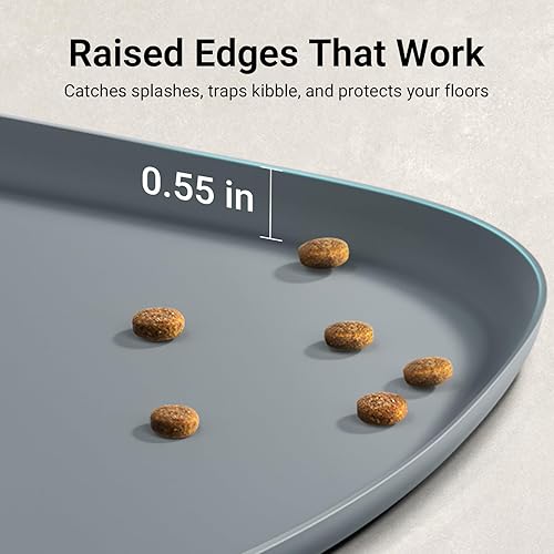 Miniatura 4 de DownyPaws Tapetes de comida para perros para suelos, impermeables, de silicona sin BPA, tapete antideslizante para alimentación de mascotas con