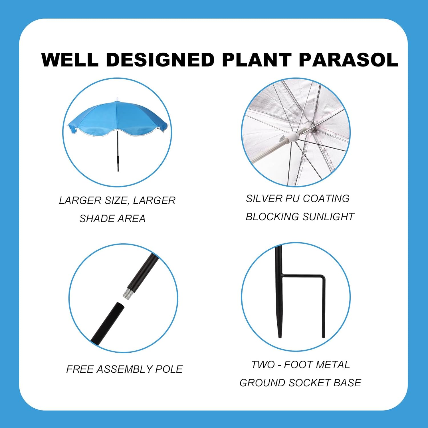 3pcs Adjustable Plant Shade Umbrellas, Large Waterproof Garden Umbrellas Durable Outdoor Sun Cover for Potted Plants Flowers Vegetables