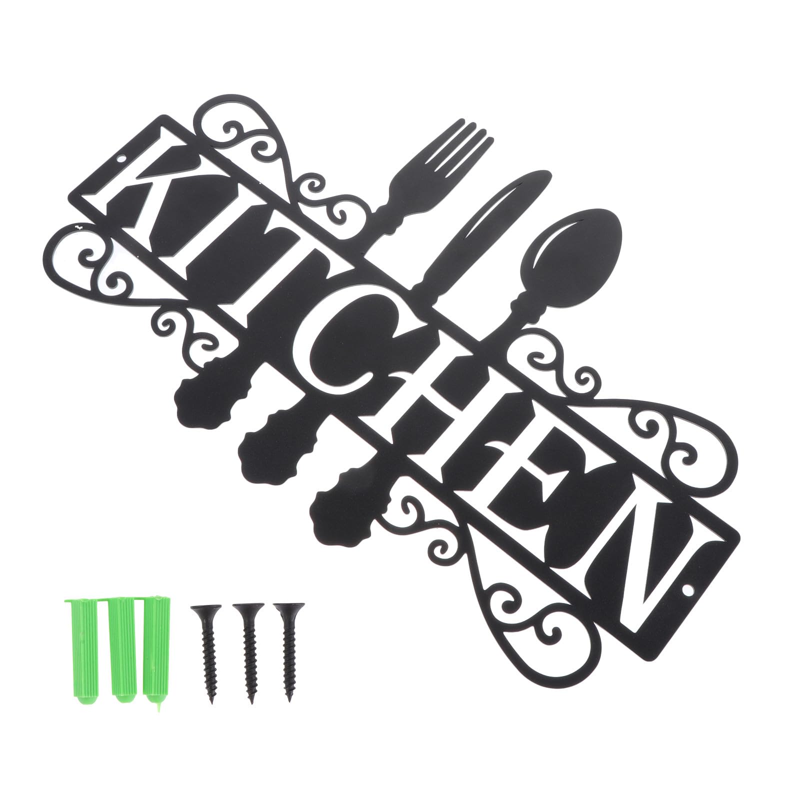 Ciieeo Set Insegne da Parete in Ferro Stile Retrò Lettere Kitchen, Decorazione Sospesa per Ristorante e Lampadario Decorativo per Interni Cucina