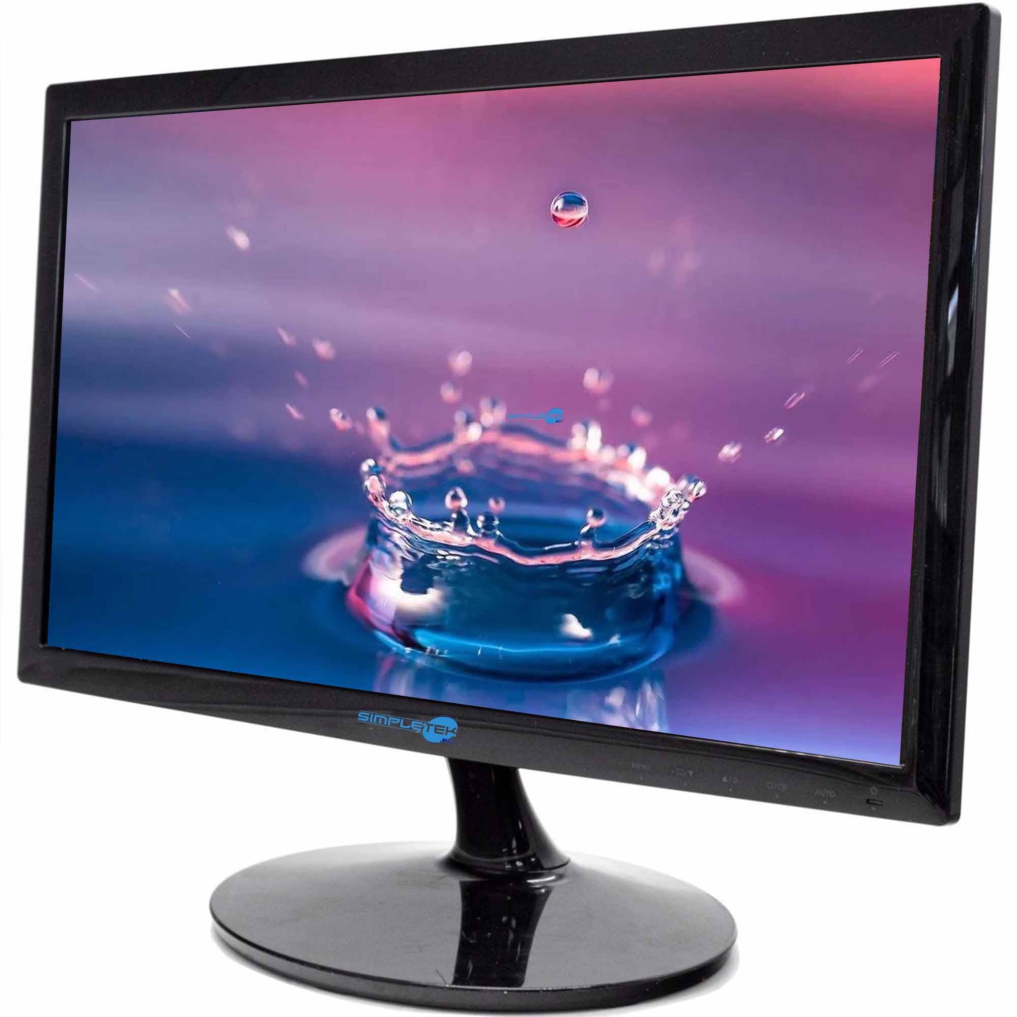 SIMPLETEK - Monitor Nero LCD 19" HD 16:9 - Widescreen - VGA | Perfetto per applicazioni domestiche e d’ufficio | Base inclusa (Ricondizionato)