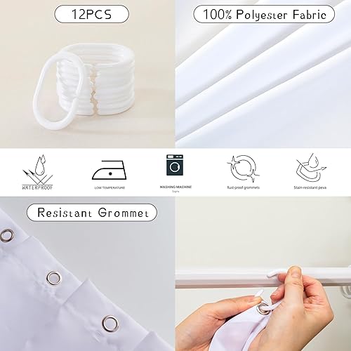 Miniatura 6 de AILONEN Cortina de ducha con estampado de leopardo negro, cortina de ducha de tela impermeable 3D con 12 ganchos de plástico, cortina de baño de