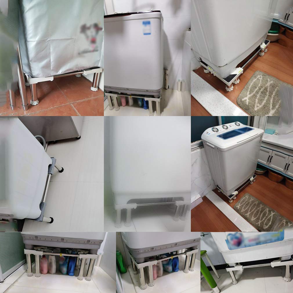 Podstawa stojaka na pralkę antywibracyjna lodówka regulowana wysokość tac podłogowych 19-22 cm uchwyt do suszarki bębnowej stal nierdzewna długość podstawy 65-80 cm stojak na klimatyzator