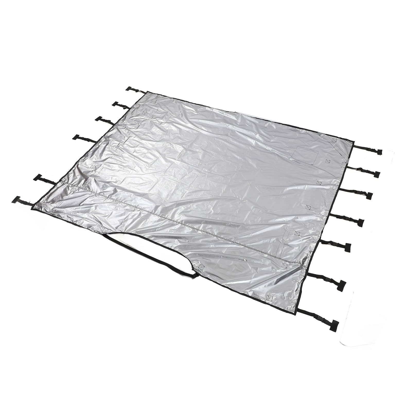 KKPLZZ Cubierta Frontal Universal para Caravana de Tela Oxford Negra, Protector de Remolque con 7 Correas Ajustables y Luces LED, para Resistencia a Impactos y Visibilidad Nocturna