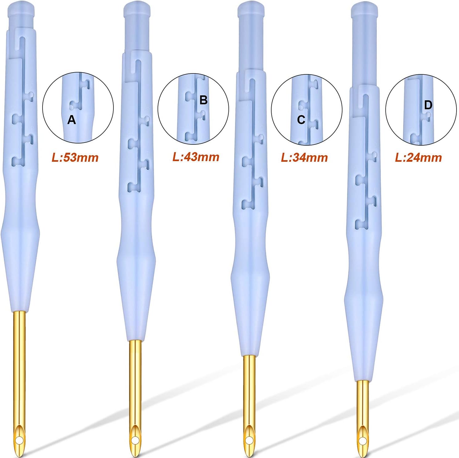 WILLBOND 17 Pcs Punch Needle Kit Adjustable Punch Needle Tool Include Wooden Handle Embroidery Pen Cloth Large Eye Sewing Needles for Beginners Adults DIY Craft Gifts(Blue, Sky Blue)