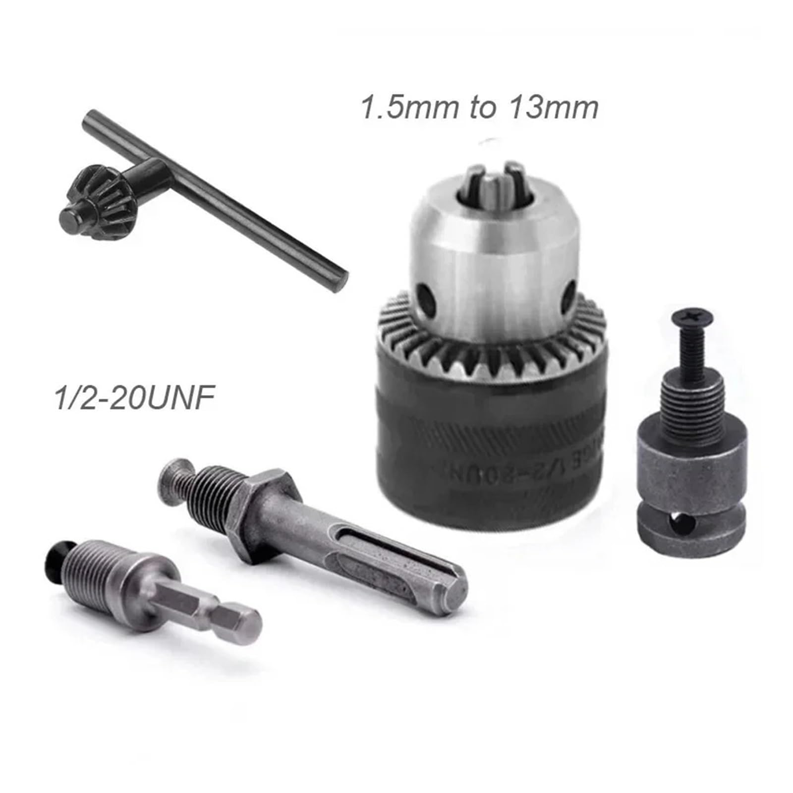 1.5-13mm konwerter 1/2 20UNF kluczowy uchwyt wiertarski gwint adapter do szybkiej wymiany SDS 1/4 klucz udarowy klucz Bit korbowód Hex | Chuck Adapters Set