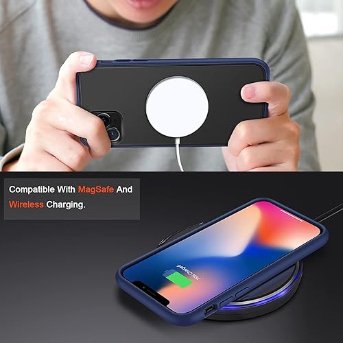 Miniatura 6 de TENDLIN Funda compatible con iPhone 11 Pro Max, translúcida mate, parte trasera dura con parachoques de silicona suave, cómoda funda (azul)