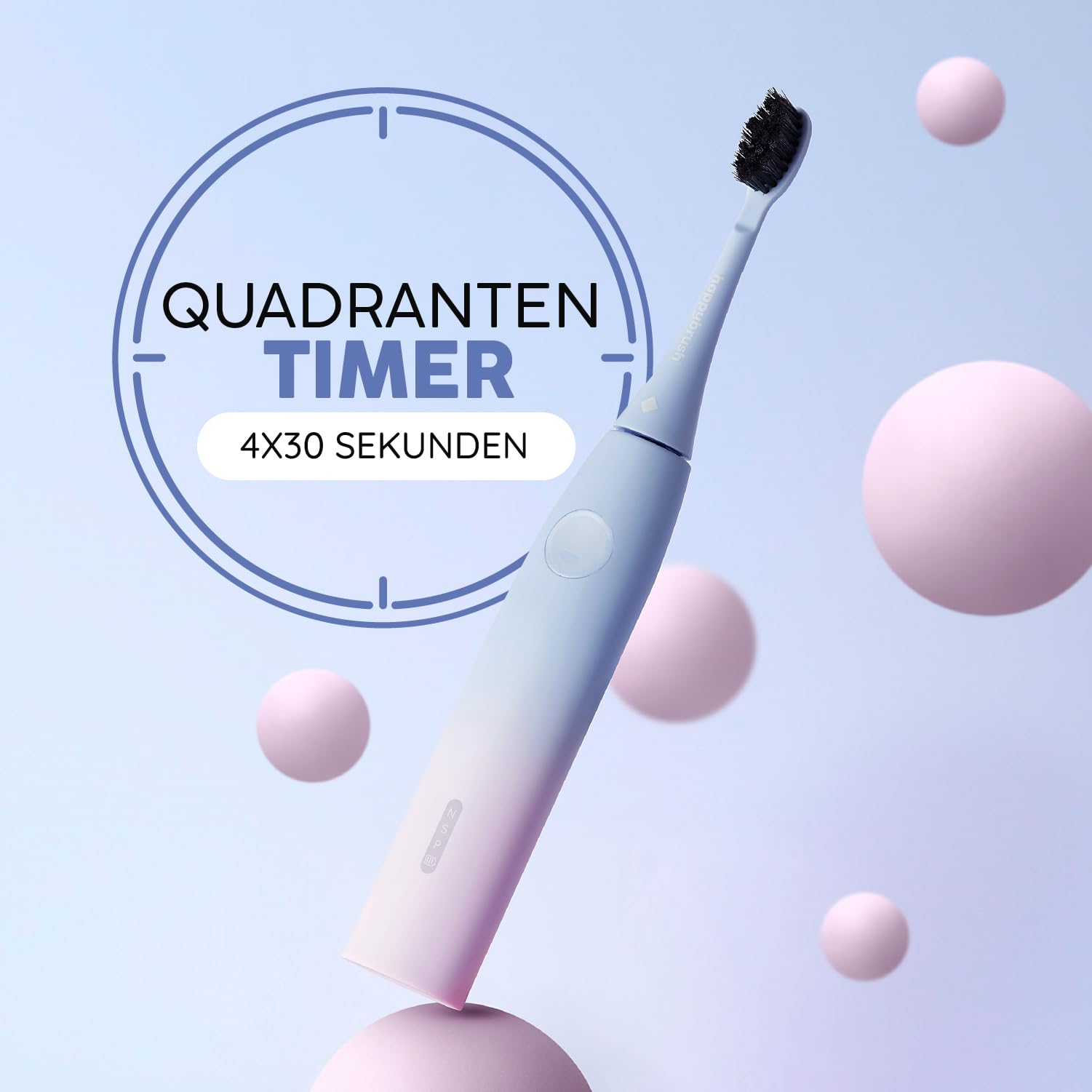 happybrush Spazzolino sonico Eco Vibe 3 – "La grotta dei leoni" – Vincitore del test – Spazzolino elettrico con batteria da 6 settimane – Spazzolini da denti ultrasonici – Include 3 testine – Sunrise
