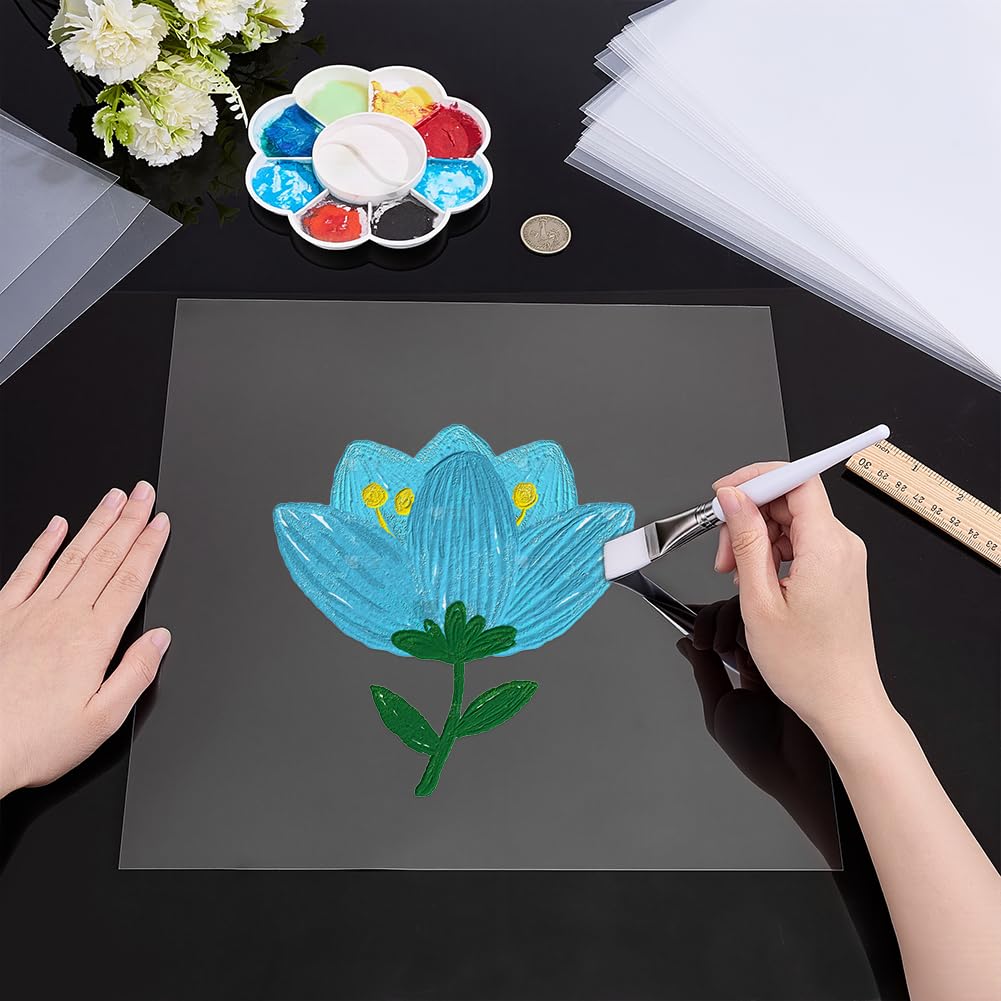 BENECREAT 30 pcs Feuilles de Plexiglas PET 300x300mm Feuilles de Plastique Transparent 0.5mm d Épaisseur Panneaux de Feuille de Plastique PET Souple pour Projets d Art DIY Artisanats Cadres Photo