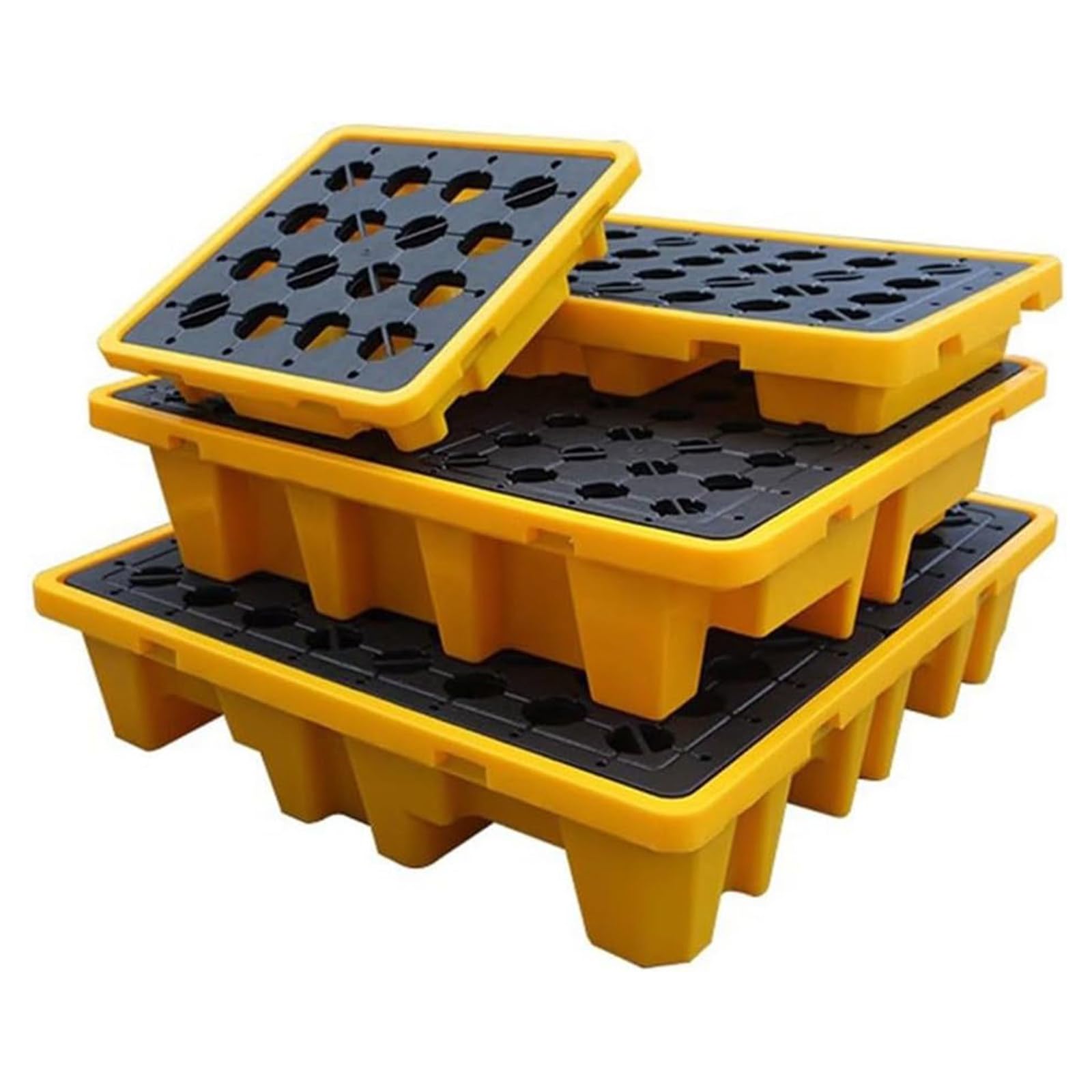 XUFWANYE Spill Containment Pallet with Drain, Anti Slip Plastic Containment Tray 67×67×15cm(26.38×26.38×5.91in)