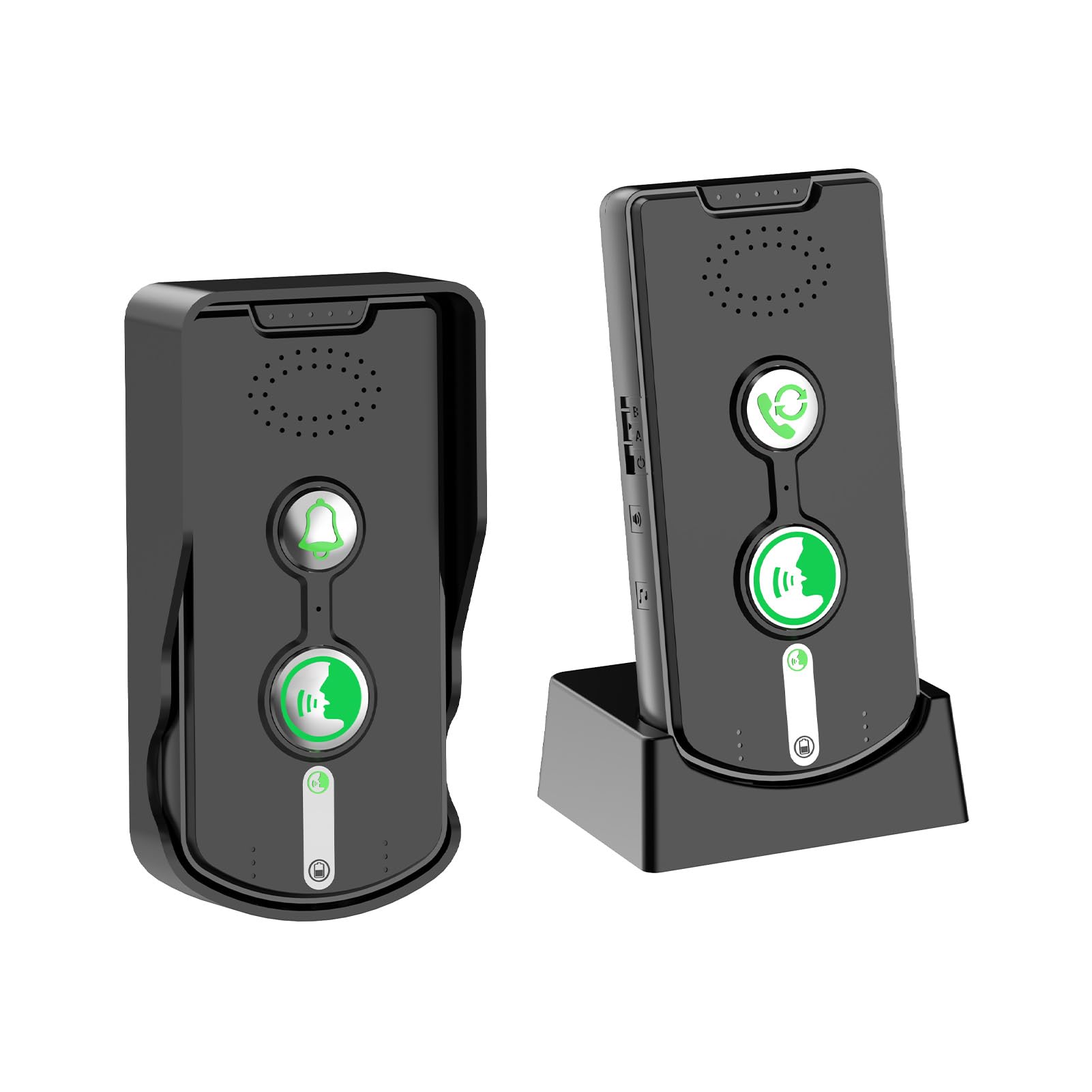System de Timbre de Intercomunicación Inalámbrico Comunicación Dúplex Completo 500 M/1640 Pies System de Timbre de Seguridad para el Hogar Recargable de Larga Distancia (Negra)