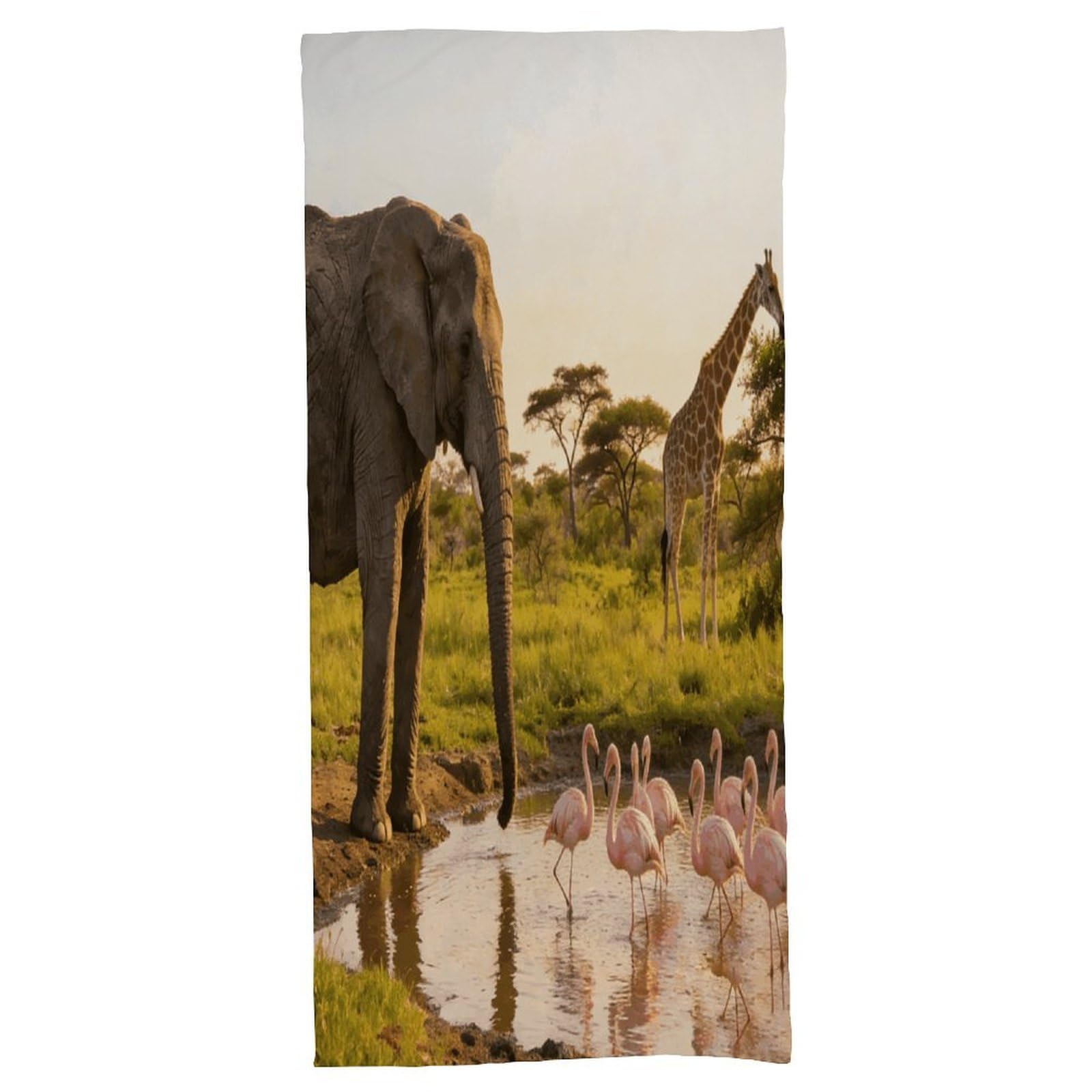 Fodpand Style Elephant, Flamingo, Giraffe Bath Towel, Highly Absorbent & Quick Drying Beach Towel, Compact & Lightweight Pool Towel For Bathroom, Beach, Pool, Gym, Spa, And Hotel Use