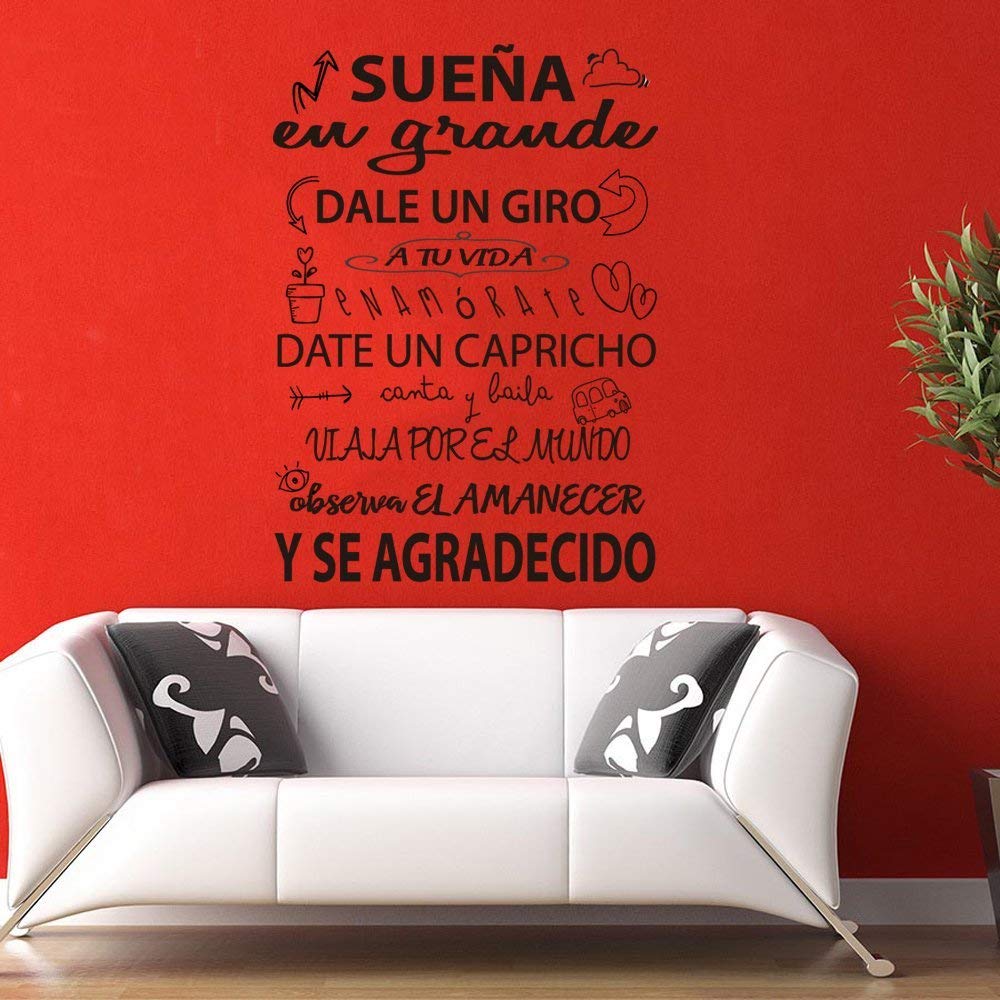 Frase Vinilo "Sueña en grande..." Vinilos decorativos vinilo frases motivadoras para pared. Vinilo para decorar habitaciones .Docliick DC-16124 (Vinilo de corte, 240x120)