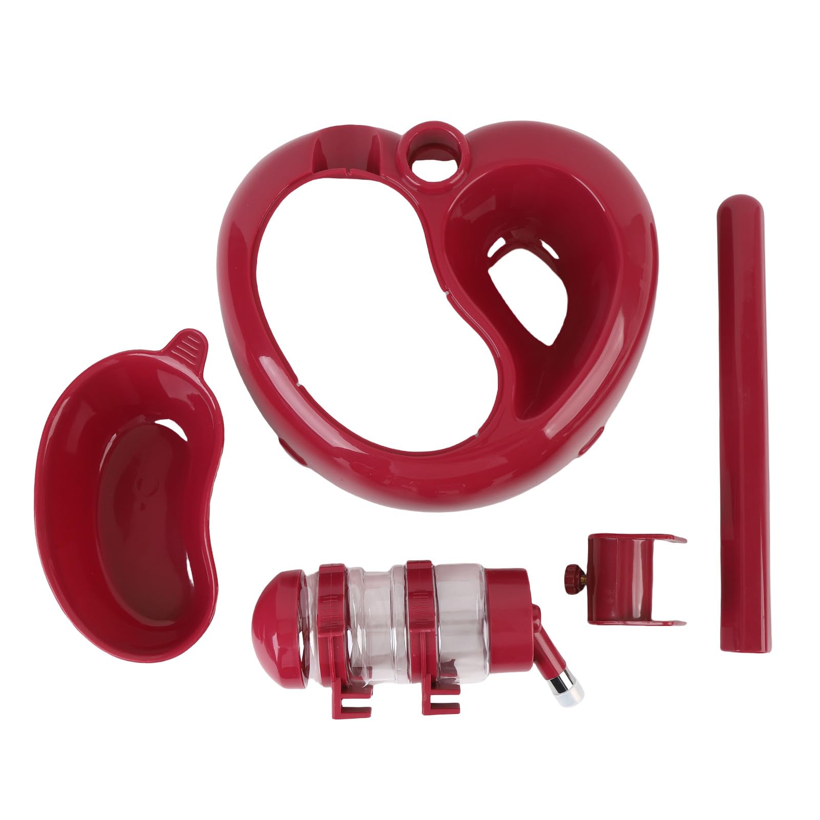 Generic Dispensador de Agua de Pie, Botella de Agua para Perros en Forma de Corazón y Tazón de Alimentación de Alimentos, Ajustable de de Automática de, para Hámster de Conejo Gato (Wine Red)