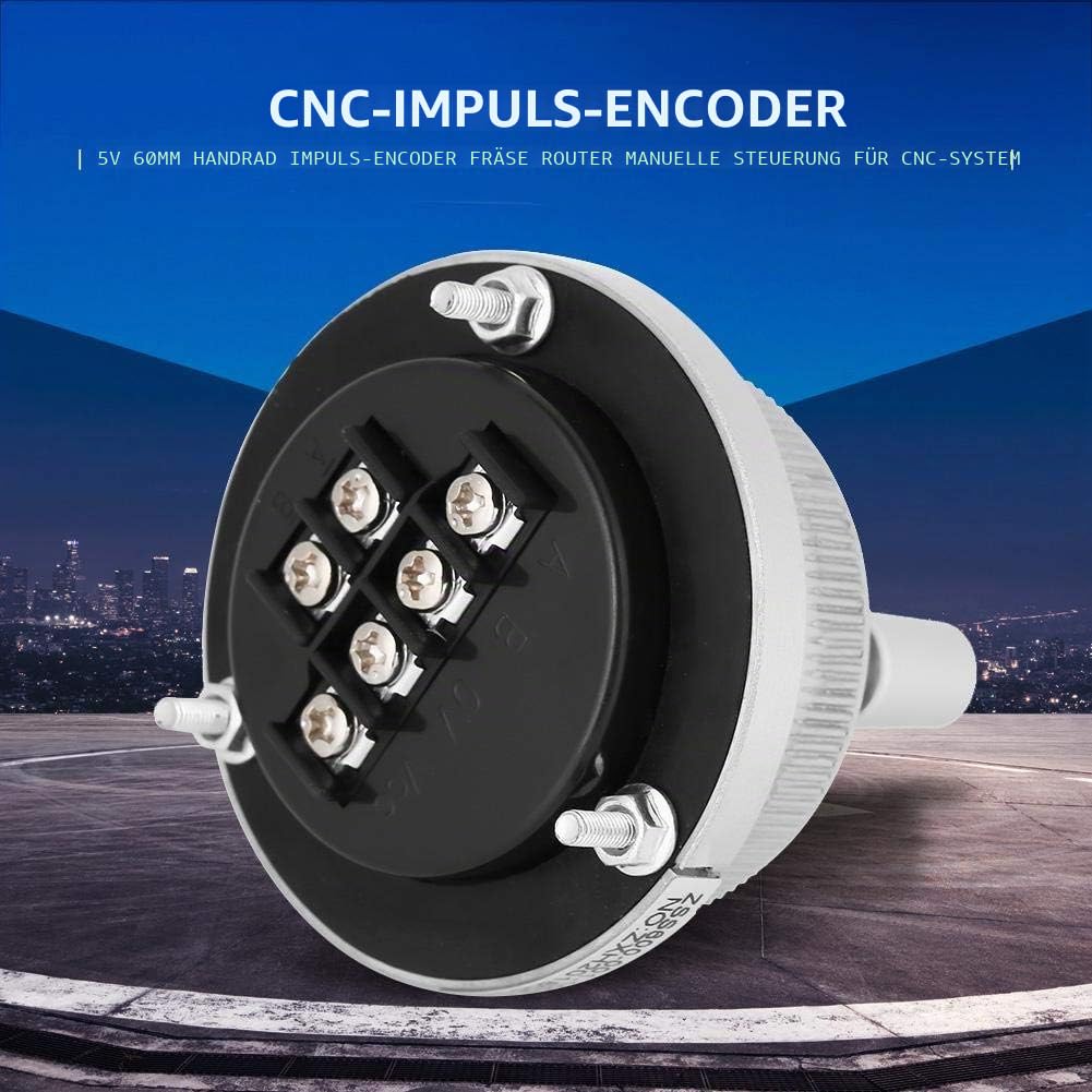 Handencoder, 100PPR 6 Terminal Klemmen Elektronische CNC Handrad Impulsgeber Encoder 5V für CNC System(weiß)