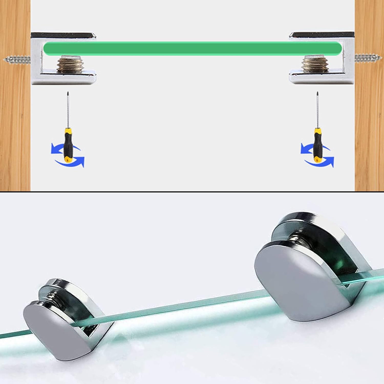 BuxiuGK 6 Pièces Support Étagère Verre,Pince À Verre Réglable De