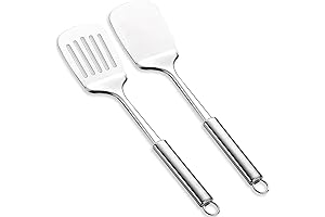 Stainless Steel Spatula Set - Silver Slotted Turner, Kitchen Spatula Heat Resistant...