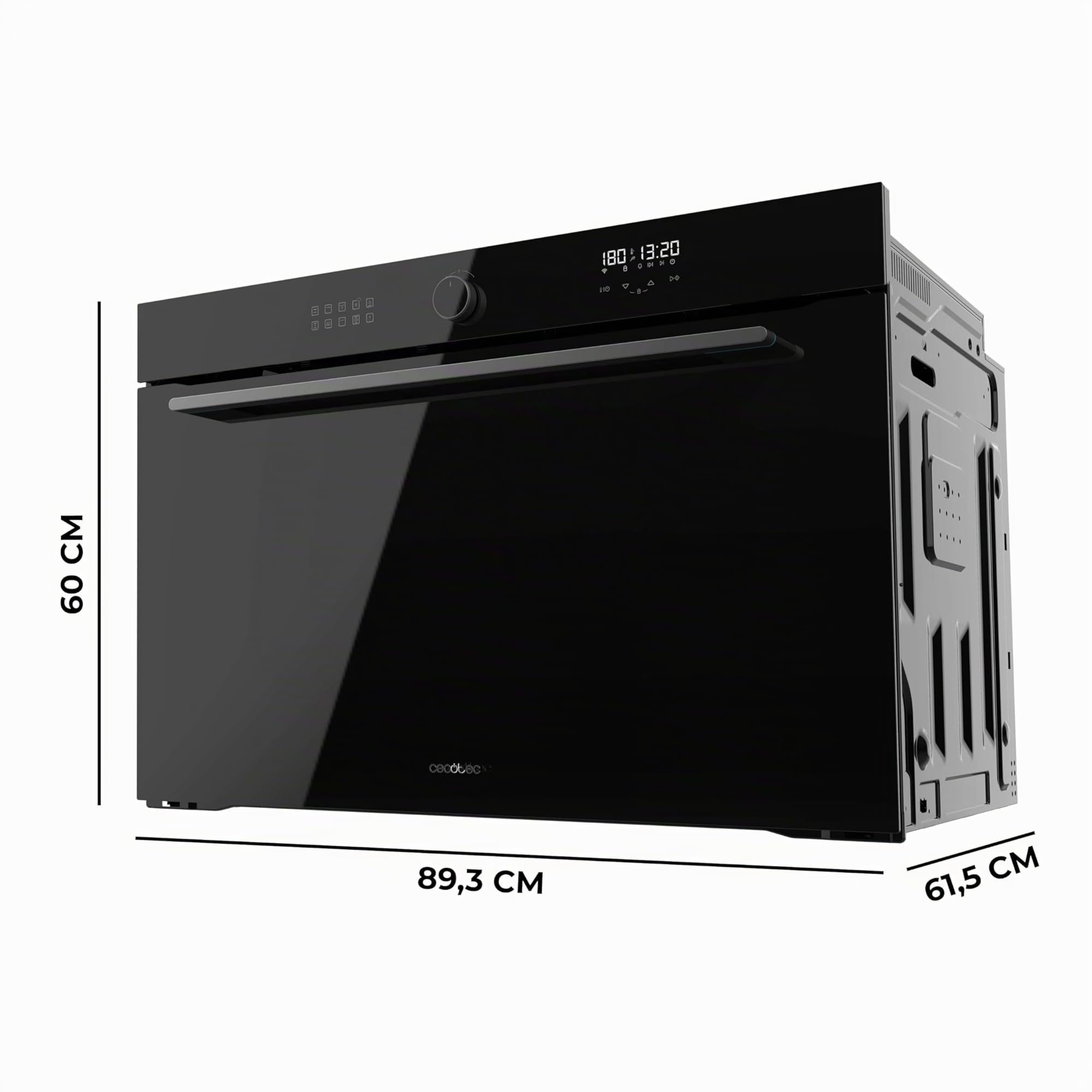 Cecotec Forno Bolero Hexa AF319000 Glass Black A, Classe A, 133 L, 11 Funzioni con AIrFryer, Pizza Master, Steam Assist, Easy Clean, 5 Posizioni