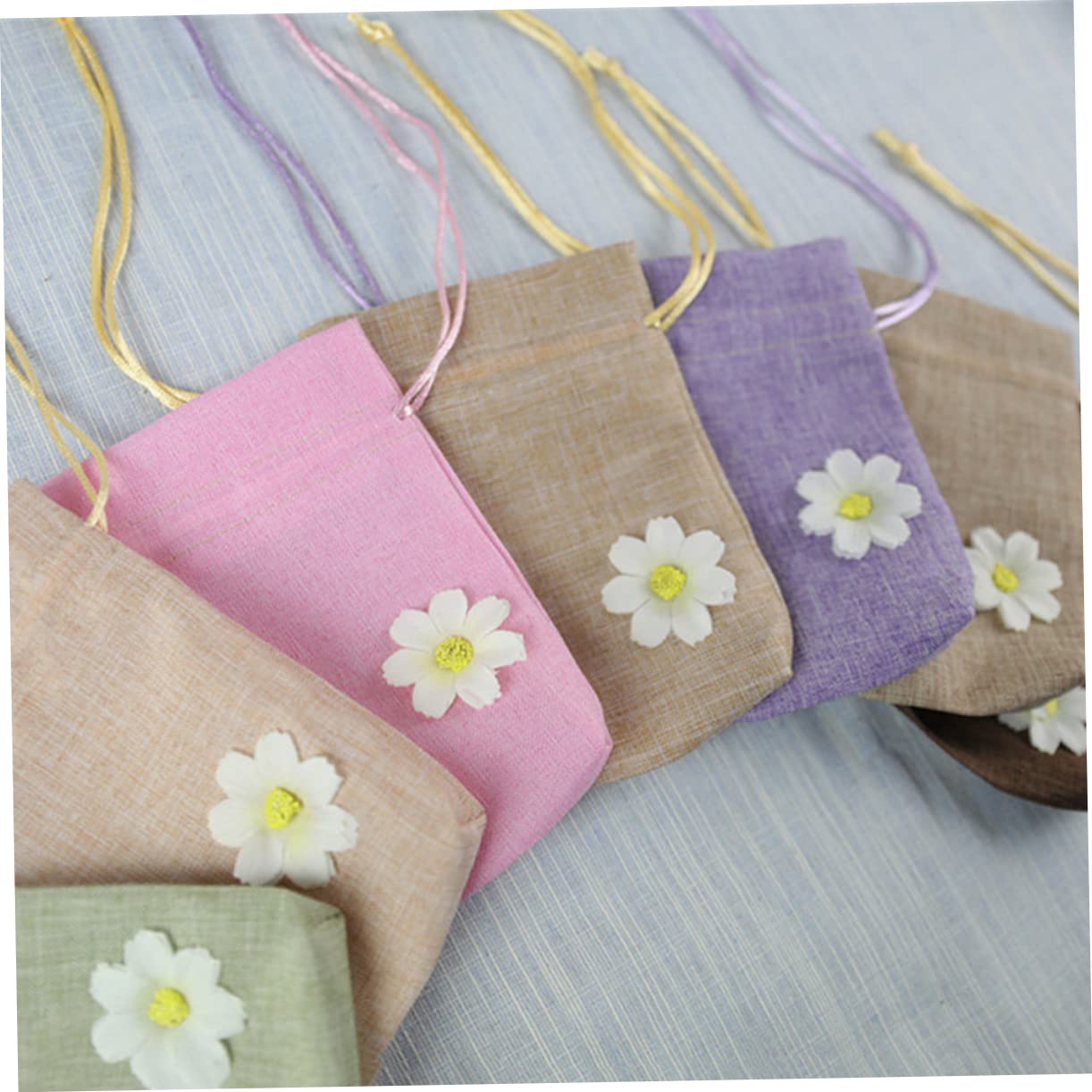 BCOATH 12 Pack of Drawstring Sachet Bags Empty Pouches for Lavender Tea Spice Flower Design