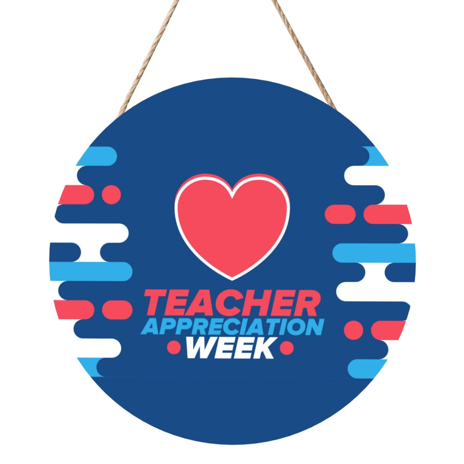 Teachers Appreciation Week Door Signs Plaques Wood Welcome Sign For Front Door Wall Hanging For Home Farmhouse Office Classroom Party Decoration