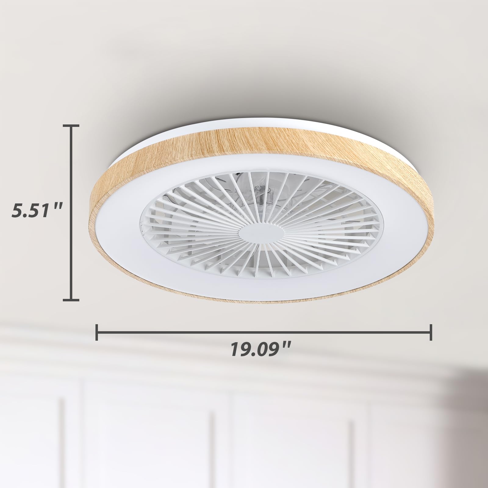 Deckenventilator mit Beleuchtung für Schlafzimmer, Ø48cm, Leise DC Motor 20W, Fernbedienung, 6-Gang, Moderne LED 40W Deckenleuchte mit Ventilator, RGB, Dimmbar, 3000K-6000K, Sommer Winterbetrieb