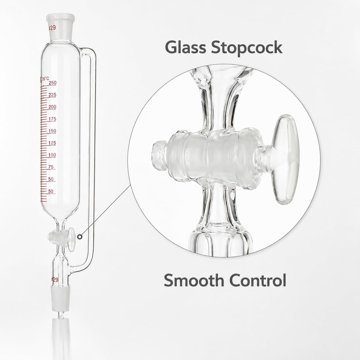 Embudo Graduado Igualación Presión Vidrio Borosilicato Llave Lab-5000mL 24/29#