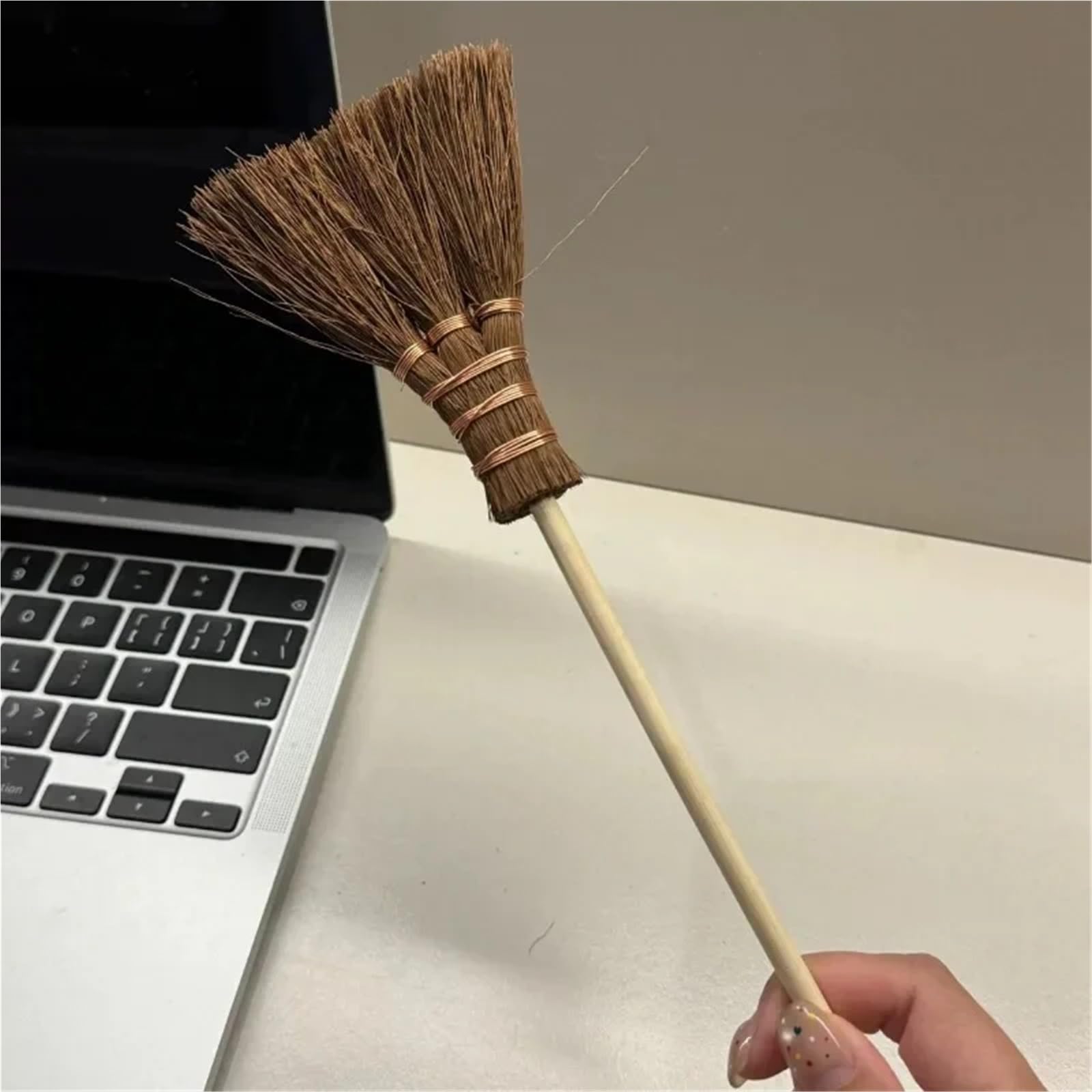 Escoba de Palma Mini escobas de Pelo Suave for Barrer Suelos Madera, Cepillo Teclado Trenzado Paja, 1-10 Uds