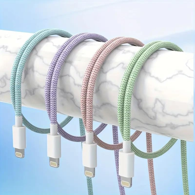 Image of Braided USB-C to Compatible with Lightning Fast Charging Cable Compatible for iPhone 14, 13, 12,11, X, 8, 7, 6, 5, iPad Air, Pro, Mini, iPad Blue Color