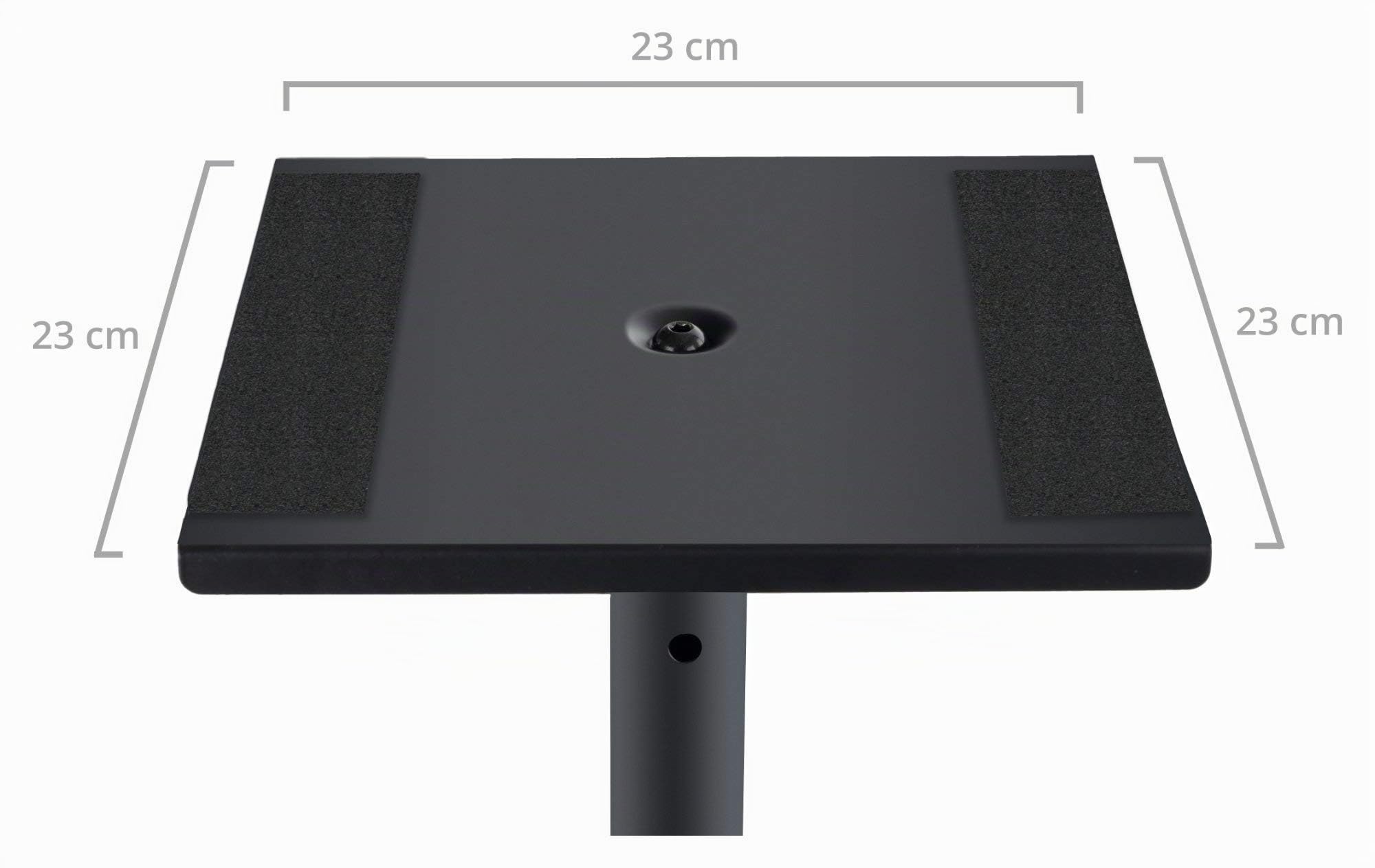 Pronomic SLS-10 Soporte de altavoz para monitor de estudio - Altura ajustable de 80 cm a 130 cm, base triangular, pies de goma, pies con pinchos, acero, placa de soporte con tiras de goma - Negro