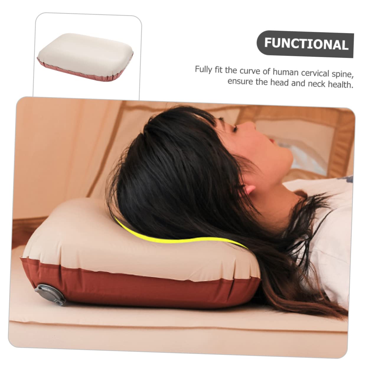 Sosoport Cuscino in Schiuma Doppio Soffio all'aperto Gettare Cuscini Campeggio tampone Ergonomic Pillow Cuscini gonfiabili Forniture per Esterni Cuscino Gonfiabile ergonomico Spugna