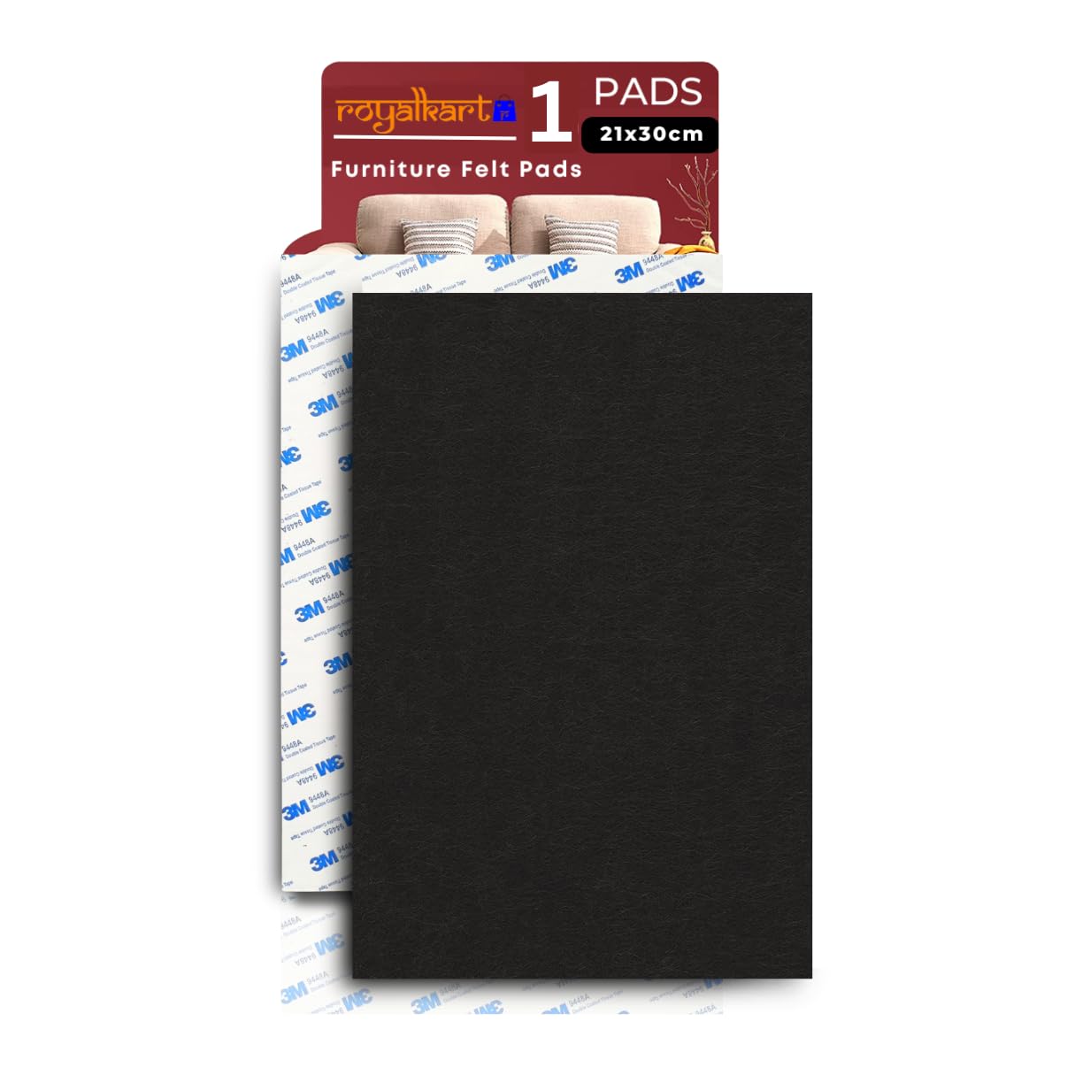 Royalkart Self Sticking Floor Protector Non-Slip Furniture Pads, Sofa, Bed, Table, Cabinet, Dining Chairs Balance Pad Insulation Pad Floor Scratch Protection(Black- Pack of 1)-image-4