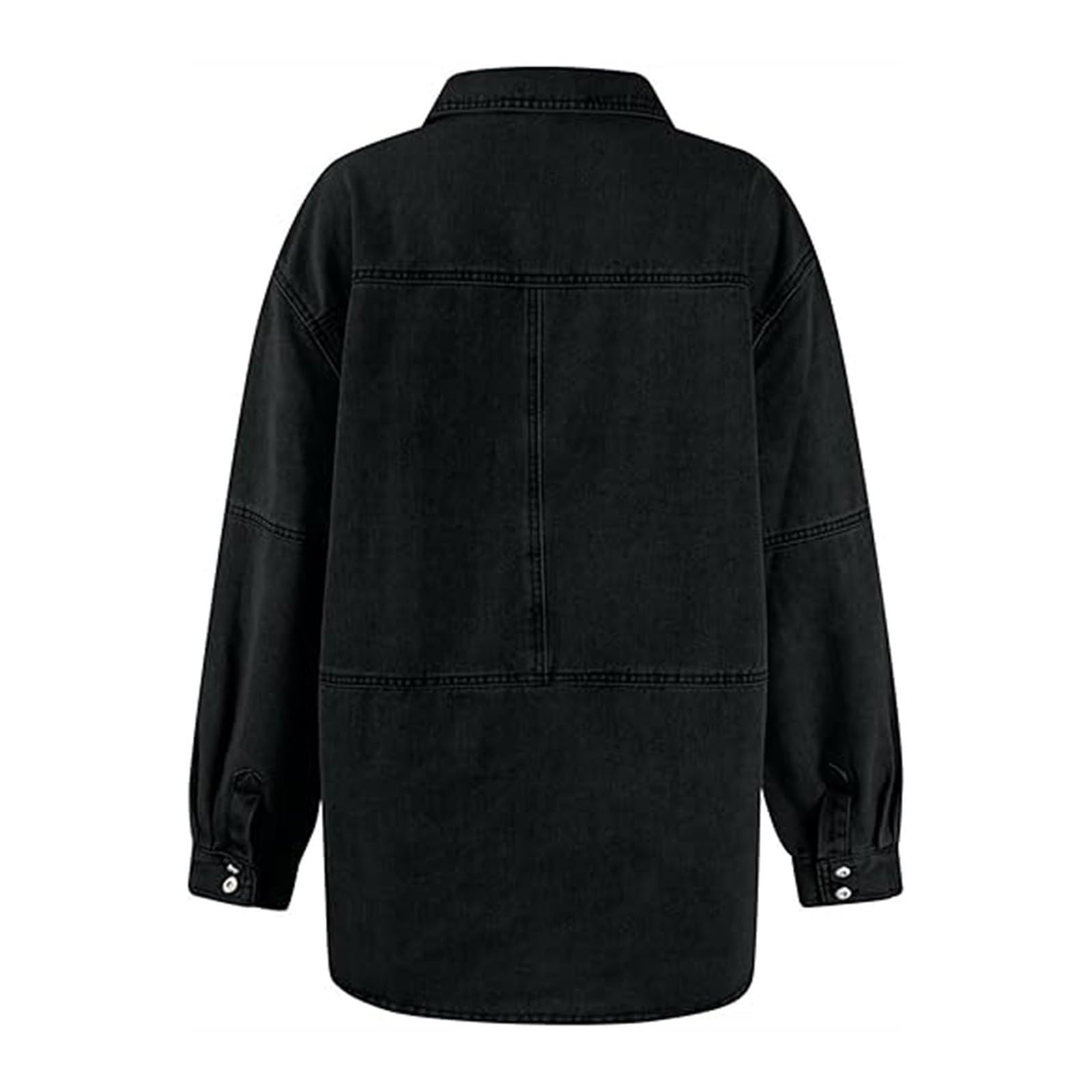 Camisa estilo vaquero para mujer, manga larga, cuello en V, informal