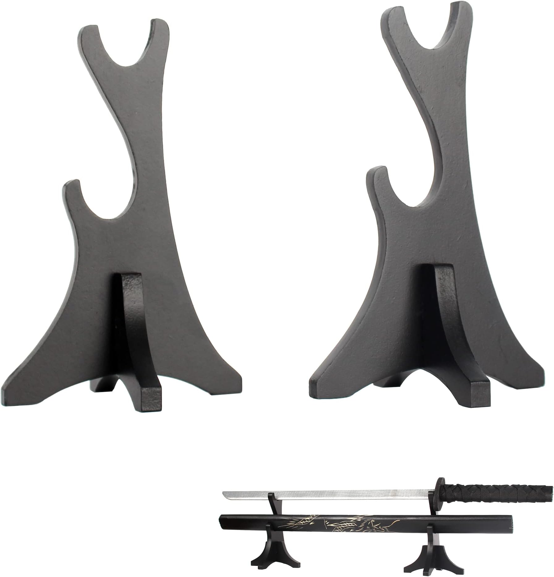 WANLIAN Two-Layer Weapon Display Stand, Wood Samurai Sword Katana Holder Stand Display