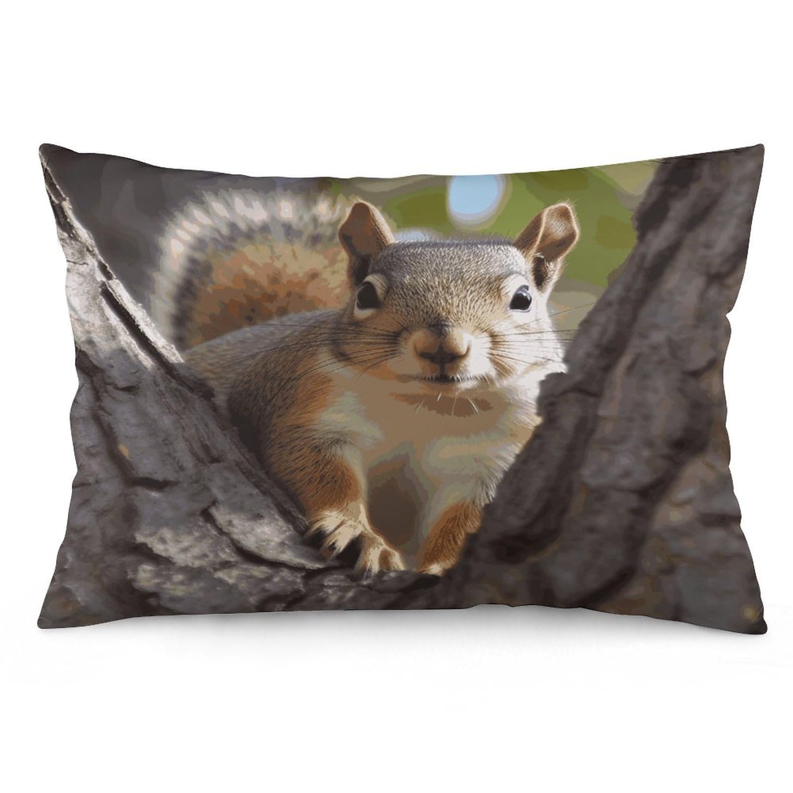 Squirrel in The Tree Throw Pillow Covers with Silent Zipper Polyester Pillow Protectors Removable Pillow Cases Soft Pillowcase Cozy Pillow Sham Cushion Cover for Sofa Car Bed 16 "x24
