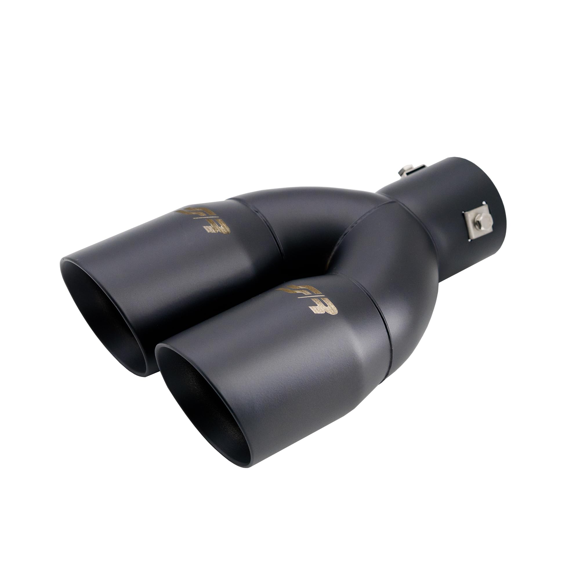 Simoni Racing Embout d'Échappement Rond Double/Oblique Inox Noir - 2xØ76xL240mm - Montage 34-60mm