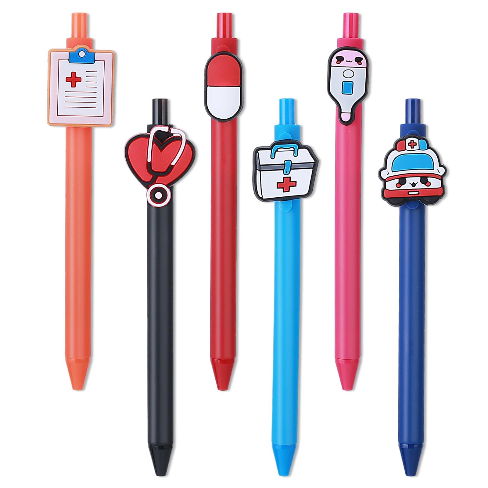 NALACAL Cute Nurse Pens, 6PCS Funny Cartoon Nurses Pen 0.5mm Retractable Nurse Ballpoint Pens Gift for Nurses Doctors Medical Assistants Students Healthcare Workers Office Appreciation Gift