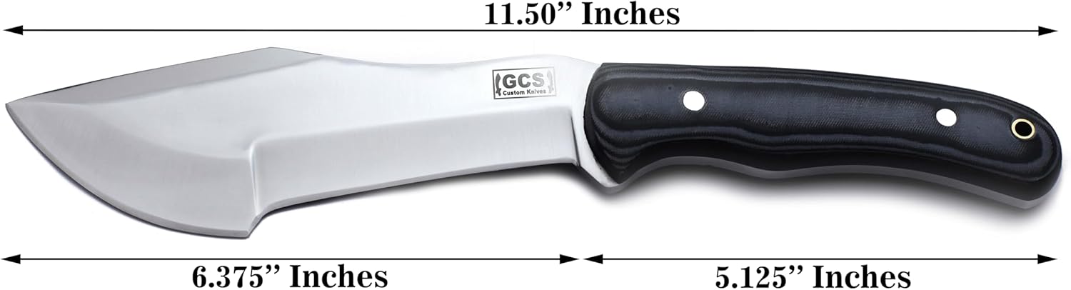 GCS Handmade D2 steel Hunting Knife G10 Handle Fixed Blade Knife Right Hand Scout Carry Buffalo leather Sheath and Sharpening Stone for Hunting Camping Survival and EDC GCS253
